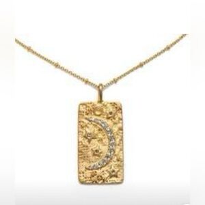 Gold Crescent Moon Pendant Necklace